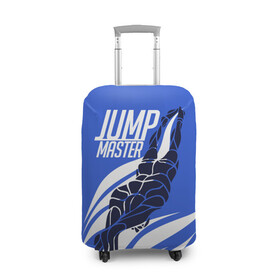 Чехол для чемодана 3D с принтом Jump master в Новосибирске, 86% полиэфир, 14% спандекс | двустороннее нанесение принта, прорези для ручек и колес | cliff diving | dive | diving | swimming | плавание | прыжки в воду | спорт