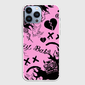 Чехол для iPhone 13 Pro Max с принтом LIL PEEP PINK TATTOO | ЛИЛ ПИП ПАТТЕРН РОЗОВЫЙ   ТАТУ в Новосибирске,  |  | lil peep | lil prince | pink | зарубежная музыка | лил пип | маленький принц