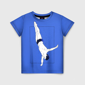 Детская футболка 3D с принтом Dive в Новосибирске, 100% гипоаллергенный полиэфир | прямой крой, круглый вырез горловины, длина до линии бедер, чуть спущенное плечо, ткань немного тянется | cliff diving | dive | diving | swimming | плавание | прыжки в воду | спорт