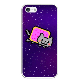Чехол для iPhone 5/5S матовый с принтом Nyan Cat в Новосибирске, Силикон | Область печати: задняя сторона чехла, без боковых панелей | cat | meme | nyan cat | space | youtube | животное | звезды | интернет | космос | кошка | мем | прикол | радуга | юмор | ютуб