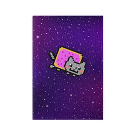 Обложка для паспорта матовая кожа с принтом Nyan Cat в Новосибирске, натуральная матовая кожа | размер 19,3 х 13,7 см; прозрачные пластиковые крепления | cat | meme | nyan cat | space | youtube | животное | звезды | интернет | космос | кошка | мем | прикол | радуга | юмор | ютуб