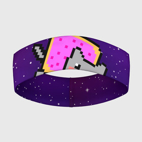 Повязка на голову 3D с принтом Nyan Cat в Новосибирске,  |  | cat | meme | nyan cat | space | youtube | животное | звезды | интернет | космос | кошка | мем | прикол | радуга | юмор | ютуб