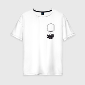 Женская футболка хлопок Oversize с принтом Кот в Новосибирске, 100% хлопок | свободный крой, круглый ворот, спущенный рукав, длина до линии бедер
 | забавная | карман | кот