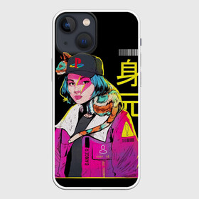 Чехол для iPhone 13 mini с принтом 2К Girl в Новосибирске,  |  | Тематика изображения на принте: anime | cat | cool | cyber | cyberpunk.2077 | danger | future | girl | japan | playstation | style | trend.стиль | аниме | девушка | кибер | киберпанк.будущее | кошка | круто | крутой | мода | опасность | тренд | хайп | япония