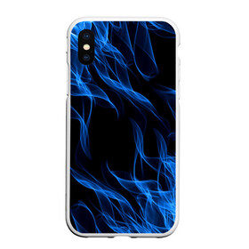 Чехол для iPhone XS Max матовый с принтом BLUE FIRE FLAME в Новосибирске, Силикон | Область печати: задняя сторона чехла, без боковых панелей | Тематика изображения на принте: bright | fire | flame | heat | light | wildfire | искры | огненный | огонь | пламя | пожар