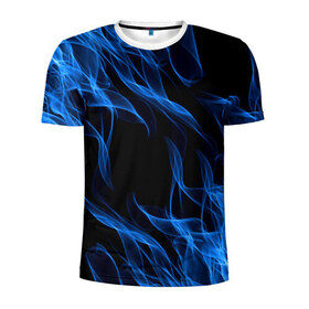 Мужская футболка 3D спортивная с принтом BLUE FIRE FLAME в Новосибирске, 100% полиэстер с улучшенными характеристиками | приталенный силуэт, круглая горловина, широкие плечи, сужается к линии бедра | Тематика изображения на принте: bright | fire | flame | heat | light | wildfire | искры | огненный | огонь | пламя | пожар