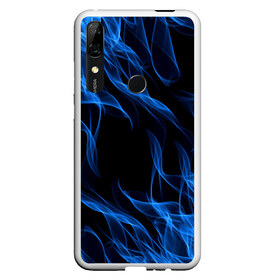 Чехол для Honor P Smart Z с принтом BLUE FIRE FLAME в Новосибирске, Силикон | Область печати: задняя сторона чехла, без боковых панелей | Тематика изображения на принте: bright | fire | flame | heat | light | wildfire | искры | огненный | огонь | пламя | пожар