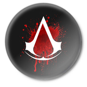 Значок с принтом Assassins Creed в Новосибирске,  металл | круглая форма, металлическая застежка в виде булавки | анимус | ассасина | дезмонд | кредо | крестовый | майлс | тамплиер