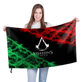 Флаг 3D с принтом Assassins Creed в Новосибирске, 100% полиэстер | плотность ткани — 95 г/м2, размер — 67 х 109 см. Принт наносится с одной стороны | 