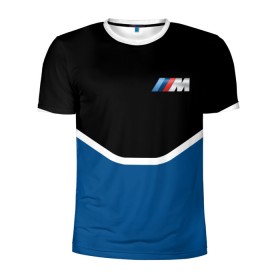 Мужская футболка 3D спортивная с принтом BMW в Новосибирске, 100% полиэстер с улучшенными характеристиками | приталенный силуэт, круглая горловина, широкие плечи, сужается к линии бедра | bmw | bmw performance | m | motorsport | performance | бмв | моторспорт