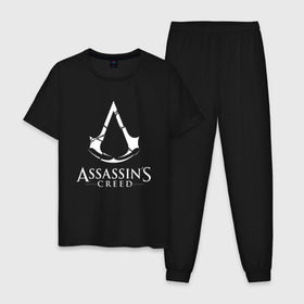 Мужская пижама хлопок с принтом Assassins Creed в Новосибирске, 100% хлопок | брюки и футболка прямого кроя, без карманов, на брюках мягкая резинка на поясе и по низу штанин
 | mmorpg | rogue | асасин | асассин | ассасин крид | ассассин
