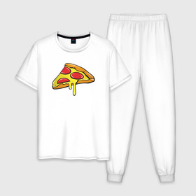 Мужская пижама хлопок с принтом Пицца Пицца Пицца !!!! Pizza в Новосибирске, 100% хлопок | брюки и футболка прямого кроя, без карманов, на брюках мягкая резинка на поясе и по низу штанин
 | pizza | для девушек | для парней | еда | италия | итальянская еда | колбаса | пицца | пицца с салями | пицца с сыром | подарок | с намеком | салями | сыр | тесто