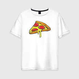 Женская футболка хлопок Oversize с принтом Пицца Пицца Пицца !!!! Pizza в Новосибирске, 100% хлопок | свободный крой, круглый ворот, спущенный рукав, длина до линии бедер
 | Тематика изображения на принте: pizza | для девушек | для парней | еда | италия | итальянская еда | колбаса | пицца | пицца с салями | пицца с сыром | подарок | с намеком | салями | сыр | тесто