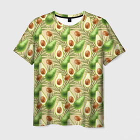 Мужская футболка 3D с принтом Веган Авокадо узор в Новосибирске, 100% полиэфир | прямой крой, круглый вырез горловины, длина до линии бедер | avocado | based | food | plant | vegan | vegetable | авокадо | веган | диета | для девочек | для фитнеса | женская | зож | кето | кето диета | купить | мужская | растения | с авокадо | с надписью | с принтом | фитнес