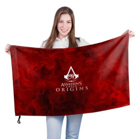 Флаг 3D с принтом Assassin’s Creed Origins в Новосибирске, 100% полиэстер | плотность ткани — 95 г/м2, размер — 67 х 109 см. Принт наносится с одной стороны | 