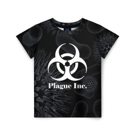 Детская футболка 3D с принтом PLAGUE INC. в Новосибирске, 100% гипоаллергенный полиэфир | прямой крой, круглый вырез горловины, длина до линии бедер, чуть спущенное плечо, ткань немного тянется | molecule | plague inc | абстракция | бактерии | вирус | клетки | медицина | микробы | молекулы | наука | нейрон | нейроны | планета | текстура | текстуры | формула