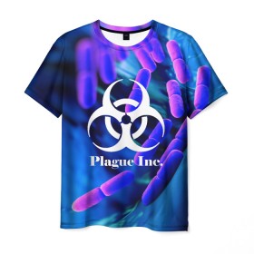 Мужская футболка 3D с принтом PLAGUE INC. в Новосибирске, 100% полиэфир | прямой крой, круглый вырез горловины, длина до линии бедер | Тематика изображения на принте: molecule | plague inc | абстракция | бактерии | вирус | клетки | медицина | микробы | молекулы | наука | нейрон | нейроны | планета | текстура | текстуры | формула