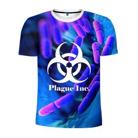 Мужская футболка 3D спортивная с принтом PLAGUE INC. в Новосибирске, 100% полиэстер с улучшенными характеристиками | приталенный силуэт, круглая горловина, широкие плечи, сужается к линии бедра | Тематика изображения на принте: molecule | plague inc | абстракция | бактерии | вирус | клетки | медицина | микробы | молекулы | наука | нейрон | нейроны | планета | текстура | текстуры | формула