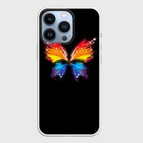 Чехол для iPhone 13 Pro с принтом Бабочка в Новосибирске,  |  | art | арт | бабочка | брызги | искусство | картина | краски | крылья | насекомое | потеки | цвета