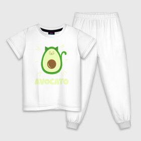 Детская пижама хлопок с принтом Авокато в Новосибирске, 100% хлопок |  брюки и футболка прямого кроя, без карманов, на брюках мягкая резинка на поясе и по низу штанин
 | Тематика изображения на принте: avocado | based | food | plant | vegan | vegetable | авокадо | авокато | веган | диета | для девочек | для фитнеса | женская | зож | кето | кето диета | купить | мужская | с авокадо | с надписью | с принтом | фитнес