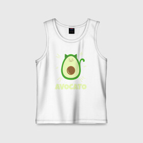 Детская майка хлопок с принтом Авокато в Новосибирске,  |  | avocado | based | food | plant | vegan | vegetable | авокадо | авокато | веган | диета | для девочек | для фитнеса | женская | зож | кето | кето диета | купить | мужская | с авокадо | с надписью | с принтом | фитнес