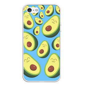 Чехол для iPhone 5/5S матовый с принтом Авокадо паттерн в Новосибирске, Силикон | Область печати: задняя сторона чехла, без боковых панелей | avocado | vegan | vegetarian | авокадо | веган | вегетарианство