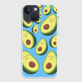 Чехол для iPhone 13 mini с принтом Авокадо паттерн в Новосибирске,  |  | Тематика изображения на принте: avocado | vegan | vegetarian | авокадо | веган | вегетарианство