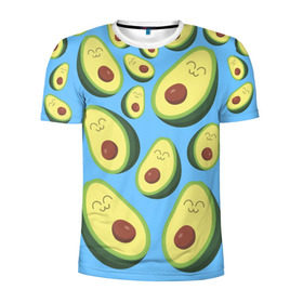 Мужская футболка 3D спортивная с принтом Авокадо паттерн в Новосибирске, 100% полиэстер с улучшенными характеристиками | приталенный силуэт, круглая горловина, широкие плечи, сужается к линии бедра | avocado | vegan | vegetarian | авокадо | веган | вегетарианство