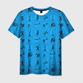 Мужская футболка 3D с принтом PORTAL в Новосибирске, 100% полиэфир | прямой крой, круглый вырез горловины, длина до линии бедер | aperture laboratories | glados | portal | portal 2 | valve | гладос | портал | портал 2 | челл