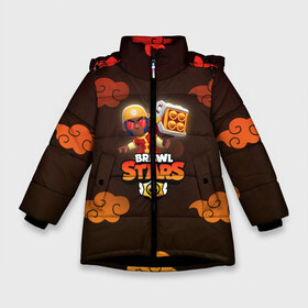 Зимняя куртка для девочек 3D с принтом Brawl Stars Lion Dance Brock в Новосибирске, ткань верха — 100% полиэстер; подклад — 100% полиэстер, утеплитель — 100% полиэстер. | длина ниже бедра, удлиненная спинка, воротник стойка и отстегивающийся капюшон. Есть боковые карманы с листочкой на кнопках, утяжки по низу изделия и внутренний карман на молнии. 

Предусмотрены светоотражающий принт на спинке, радужный светоотражающий элемент на пуллере молнии и на резинке для утяжки. | bo | brawl stars | brock | crow | darryl | dumpling darryl | dynamike | lion dance brock | sandy | spike | бо | бравл старс | брок | динамайк | дэррил | кроу | леон. leon | новый год | спайк | сэнди