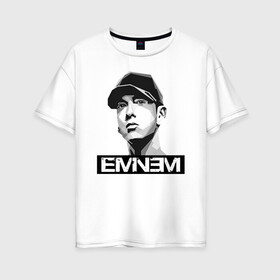 Женская футболка хлопок Oversize с принтом Eminem в Новосибирске, 100% хлопок | свободный крой, круглый ворот, спущенный рукав, длина до линии бедер
 | eminem | evil | ken kaniff | marshall bruce mathers iii | mm | rap | slim shady | маршалл брюс мэтерс iii | рэп | рэп рок | хип хоп | хорроркор | эминем