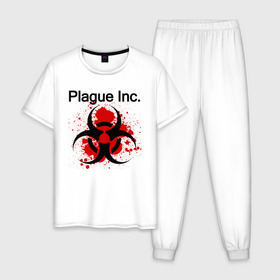 Мужская пижама хлопок с принтом Plague Inc в Новосибирске, 100% хлопок | брюки и футболка прямого кроя, без карманов, на брюках мягкая резинка на поясе и по низу штанин
 | Тематика изображения на принте: inc | ndemic creations | plague | plague inc | биологический симулятор | игра | чума | чума инкорпорейтед