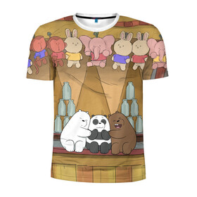 Мужская футболка 3D спортивная с принтом We Bare Bear в Новосибирске, 100% полиэстер с улучшенными характеристиками | приталенный силуэт, круглая горловина, широкие плечи, сужается к линии бедра | grizzly | ice bear | panda | the three bare bears | vdzajul | we bare bears | белый | вся правда о медведях | гризли | панда | правда