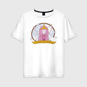 Женская футболка хлопок Oversize с принтом Candy kingdom в Новосибирске, 100% хлопок | свободный крой, круглый ворот, спущенный рукав, длина до линии бедер
 | adventure time | finn the human | jake the dog | vdzajul | джейк | лич | марселин | ооо | рикардио | снежный король | финн | финн парнишка