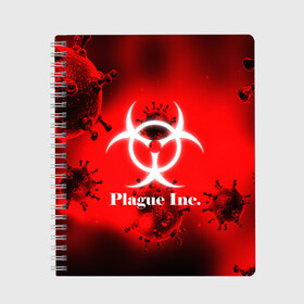 Тетрадь с принтом PLAGUE INC в Новосибирске, 100% бумага | 48 листов, плотность листов — 60 г/м2, плотность картонной обложки — 250 г/м2. Листы скреплены сбоку удобной пружинной спиралью. Уголки страниц и обложки скругленные. Цвет линий — светло-серый
 | molecule | plague inc | абстракция | бактерии | вирус | клетки | медицина | микробы | молекулы | наука | нейрон | нейроны | планета | текстура | текстуры | формула