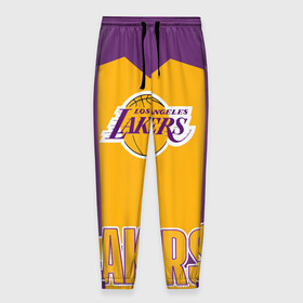 Мужские брюки 3D с принтом Los Angeles Lakers  в Новосибирске, 100% полиэстер | манжеты по низу, эластичный пояс регулируется шнурком, по бокам два кармана без застежек, внутренняя часть кармана из мелкой сетки | angeles | bryant | kobe | lakers | los | баскетбольный | клуб