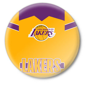 Значок с принтом Los Angeles Lakers  в Новосибирске,  металл | круглая форма, металлическая застежка в виде булавки | angeles | bryant | kobe | lakers | los | баскетбольный | клуб