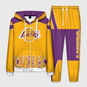 Мужской костюм 3D с принтом Los Angeles Lakers в Новосибирске, 100% полиэстер | Манжеты и пояс оформлены тканевой резинкой, двухслойный капюшон со шнурком для регулировки, карманы спереди | angeles | bryant | kobe | lakers | los | баскетбольный | клуб
