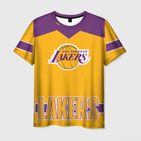Мужская футболка 3D с принтом Los Angeles Lakers  в Новосибирске, 100% полиэфир | прямой крой, круглый вырез горловины, длина до линии бедер | angeles | bryant | kobe | lakers | los | баскетбольный | клуб