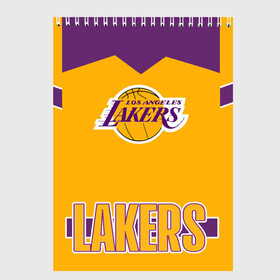 Скетчбук с принтом Los Angeles Lakers в Новосибирске, 100% бумага
 | 48 листов, плотность листов — 100 г/м2, плотность картонной обложки — 250 г/м2. Листы скреплены сверху удобной пружинной спиралью | angeles | bryant | kobe | lakers | los | баскетбольный | клуб
