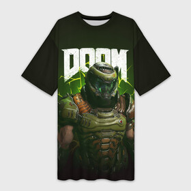 Платье-футболка 3D с принтом Doom Eternal в Новосибирске,  |  | doom | doom 2016 | doom 2020 | doom eternal | doomguy | дум | дум 2020 | дум вечен | дум етернал | дум этернал | думгай