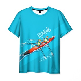 Мужская футболка 3D с принтом Rowers в Новосибирске, 100% полиэфир | прямой крой, круглый вырез горловины, длина до линии бедер | Тематика изображения на принте: rowing | sport | байдарки | гребец | гребцы | лодки | лодочный спорт | спорт | спортсмен | спортсмены