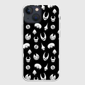 Чехол для iPhone 13 mini с принтом Hollow Knight в Новосибирске,  |  | grimm | hallounest | heart of nightmare | hollow knight | hornet | knight | quirrell | silksong | гримм | квиррел | рыцарь | халлоунест | холлоу найт | хорнет