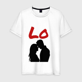 Мужская футболка хлопок с принтом LOVE (1 часть) в Новосибирске, 100% хлопок | прямой крой, круглый вырез горловины, длина до линии бедер, слегка спущенное плечо. | 14 февраля | 8 марта | девушка | день всех влюбленных | день святого валентина | для двоих | любимая | любовь | парень | парная | подарок