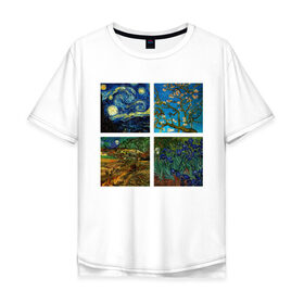 Мужская футболка хлопок Oversize с принтом Ван Гог картины в Новосибирске, 100% хлопок | свободный крой, круглый ворот, “спинка” длиннее передней части | van gogh | арт | ван гог | галерея | живопись | звездная ночь | знаменитая | искусство | картины | пейзаж | рисование | футболка с ван гогом | художник