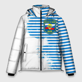 Мужская зимняя куртка 3D с принтом ВДВ в Новосибирске, верх — 100% полиэстер; подкладка — 100% полиэстер; утеплитель — 100% полиэстер | длина ниже бедра, свободный силуэт Оверсайз. Есть воротник-стойка, отстегивающийся капюшон и ветрозащитная планка. 

Боковые карманы с листочкой на кнопках и внутренний карман на молнии. | 23 февраля | армейка | армия | вдв | вдвшник | воздушно | войска | десант | десантник | десантные | десантура | за вдв | россии | российский | россия | русский | рф | служба | ссср | тельняшка | флаг