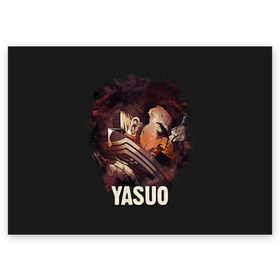 Поздравительная открытка с принтом Yasuo в Новосибирске, 100% бумага | плотность бумаги 280 г/м2, матовая, на обратной стороне линовка и место для марки
 | jinx | kda | league | lol | moba | pentakill | riot | rise | rus | skins | варвик | варус | воин | легенд | лига | лол | маг | стрелок | танк | чемпион