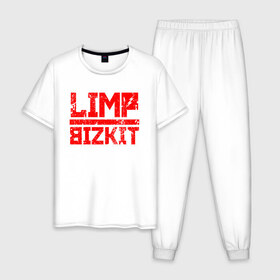 Мужская пижама хлопок с принтом LIMP BIZKIT в Новосибирске, 100% хлопок | брюки и футболка прямого кроя, без карманов, на брюках мягкая резинка на поясе и по низу штанин
 | dj lethal | limp bizkit | rock | джон отто | лимп бизкит | майк смит | музыка | роб уотерс | рок | сэм риверс | терри бальзамо | уэс борланд | фред дёрст