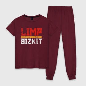 Женская пижама хлопок с принтом LIMP BIZKIT в Новосибирске, 100% хлопок | брюки и футболка прямого кроя, без карманов, на брюках мягкая резинка на поясе и по низу штанин | dj lethal | limp bizkit | rock | джон отто | лимп бизкит | майк смит | музыка | роб уотерс | рок | сэм риверс | терри бальзамо | уэс борланд | фред дёрст