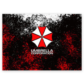 Поздравительная открытка с принтом UMBRELLA CORP в Новосибирске, 100% бумага | плотность бумаги 280 г/м2, матовая, на обратной стороне линовка и место для марки
 | ada wong | biohazard | leon | nemesis | project resistance | raccoon city | re2 | resident evil 2 | rpd | stars | umbrella | ада вонг | амбрелла | немесис | ужасы